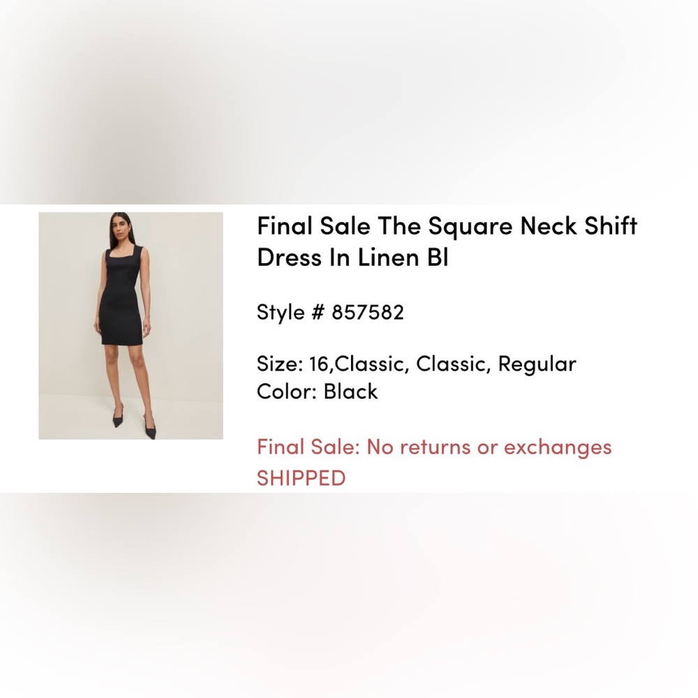 Ann Taylor Black Square Neck Shift Dress